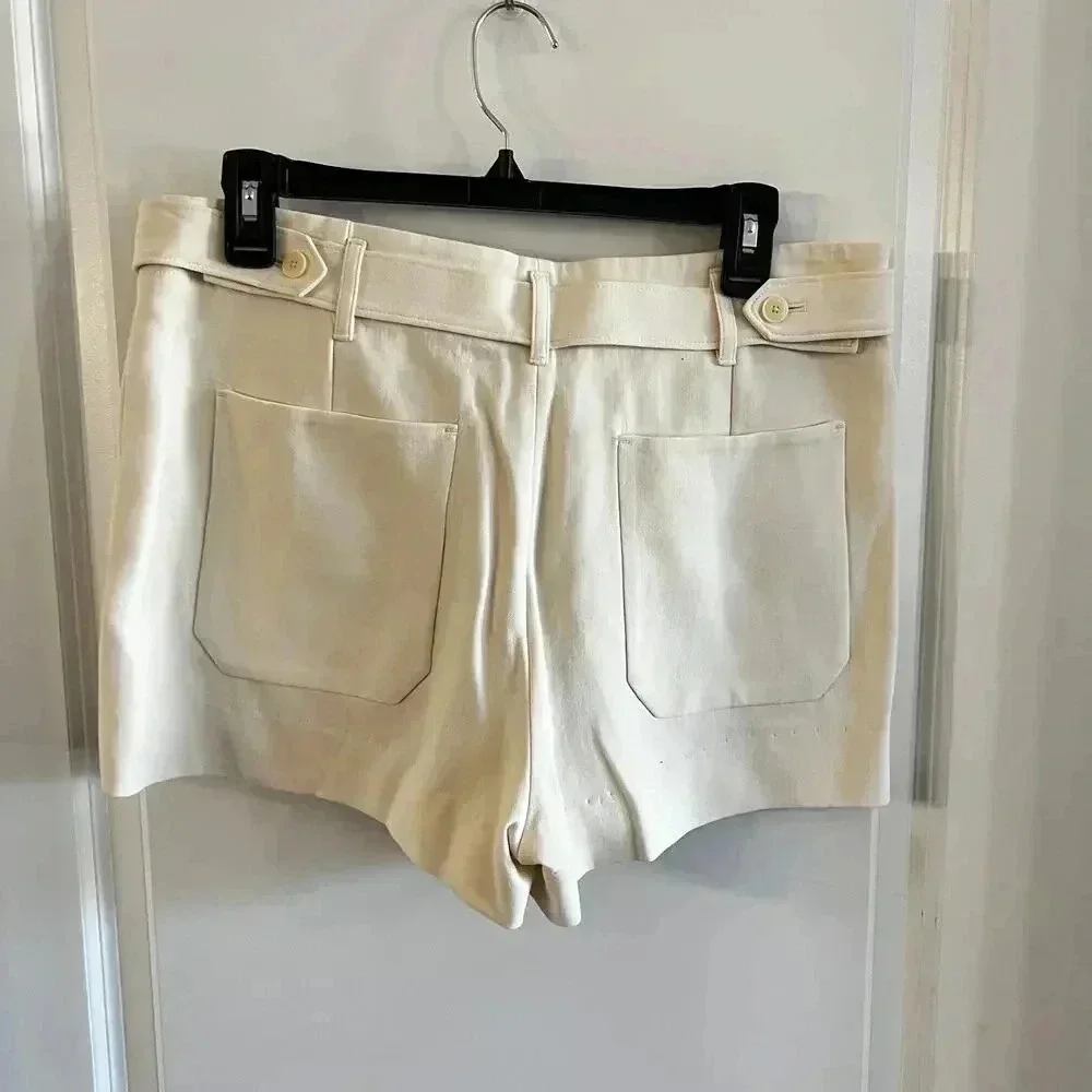 79 Helmut Lang Waist Tie Shorts Size 4 Color Cream - Picture 5 of 6